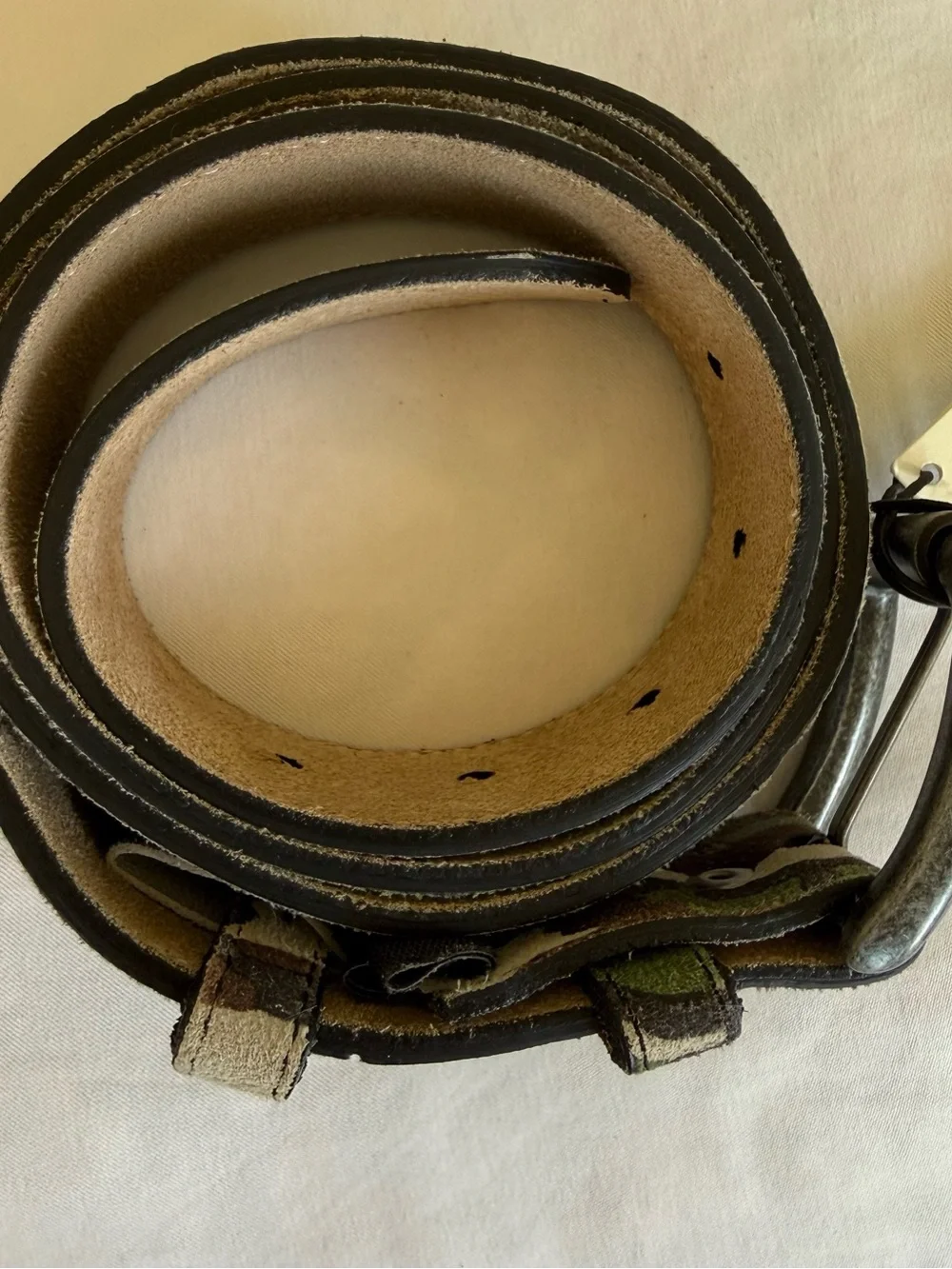 Will Leather Goods Camouflage Green Brown & Tan Leather Men’s Belt Size 36 - Picture 8 of 13